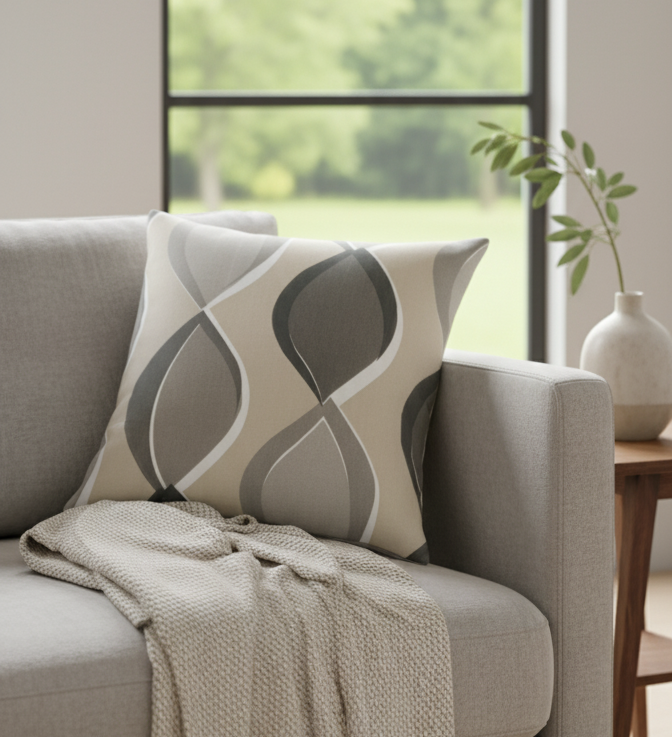 Curved Teardrop Shapes Duck Cotton Cushion Cover