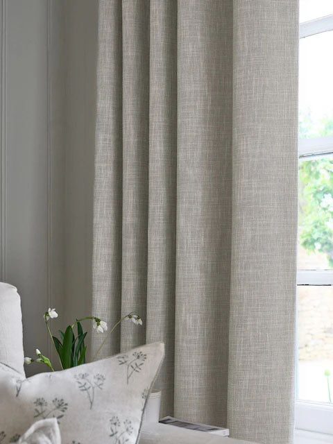 Natural Textured Jute Eyelet Curtains - Pair