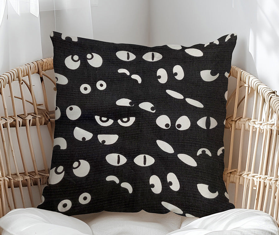 Black Glow-in-the-Dark Cat Eyeballs Cushion Covers 16"x16" Set of 4 Soft Kids Happy Halloween Decorative Throw Cartoon Cat Eyes Cushion Case