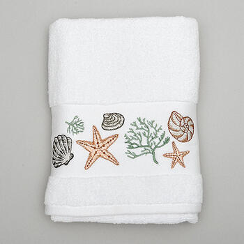 White Embroidered Luxury Bath Towel