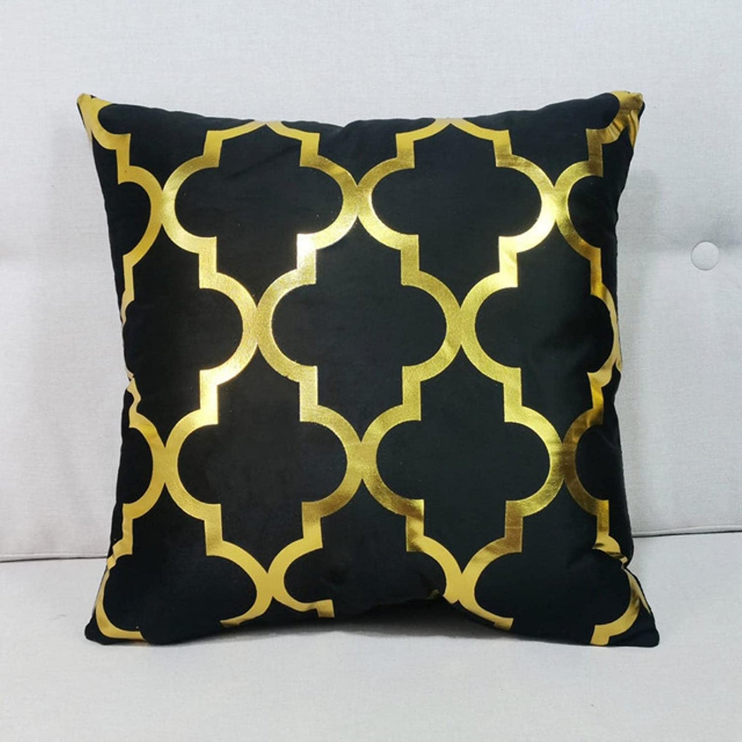 Decorative Gold Foil Printed Velvet Cushion Cover