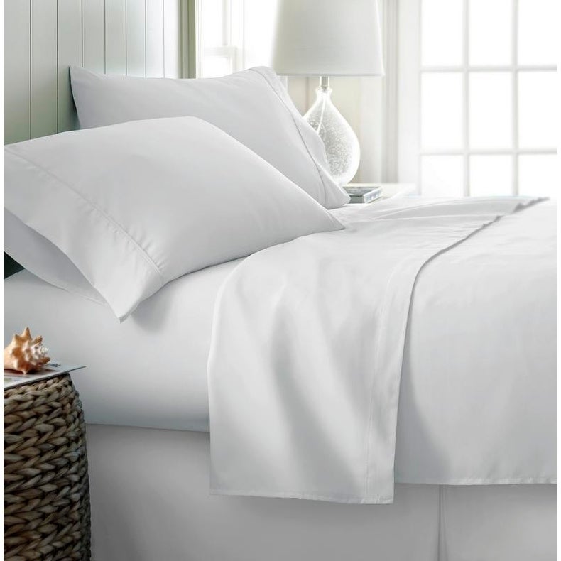 White Cotton Satin Soft Essentials Bed Sheet Set Bed Linen