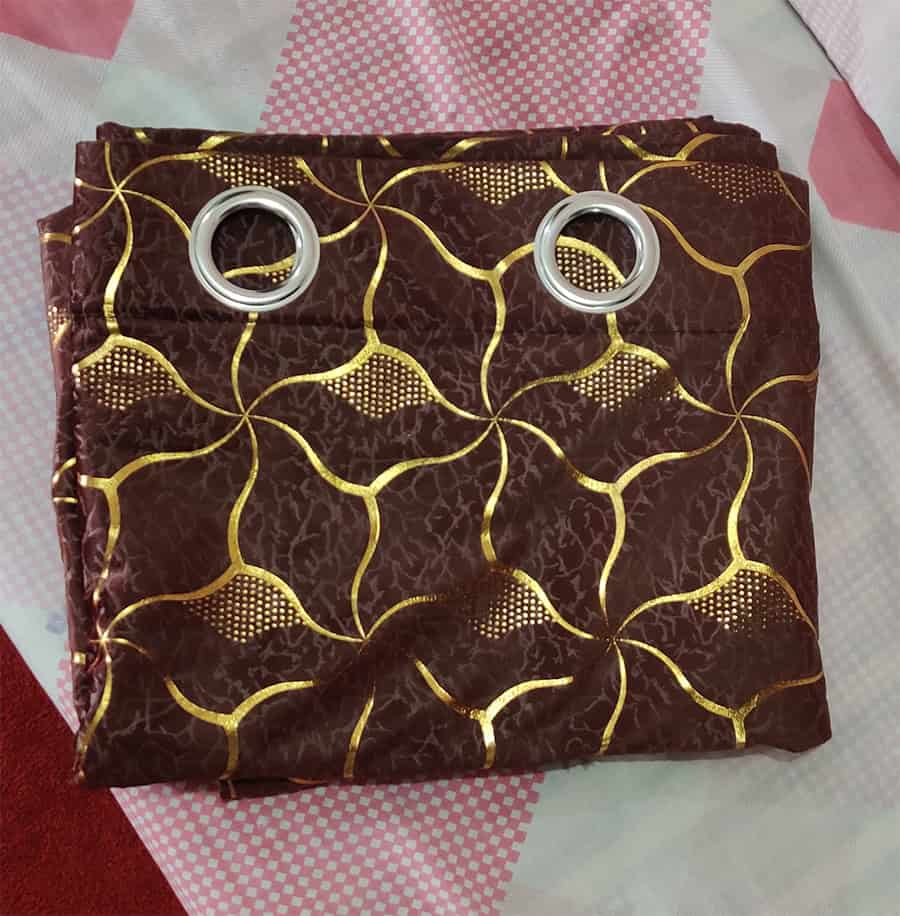 Copper Brown Gold Textured Velvet Curtain