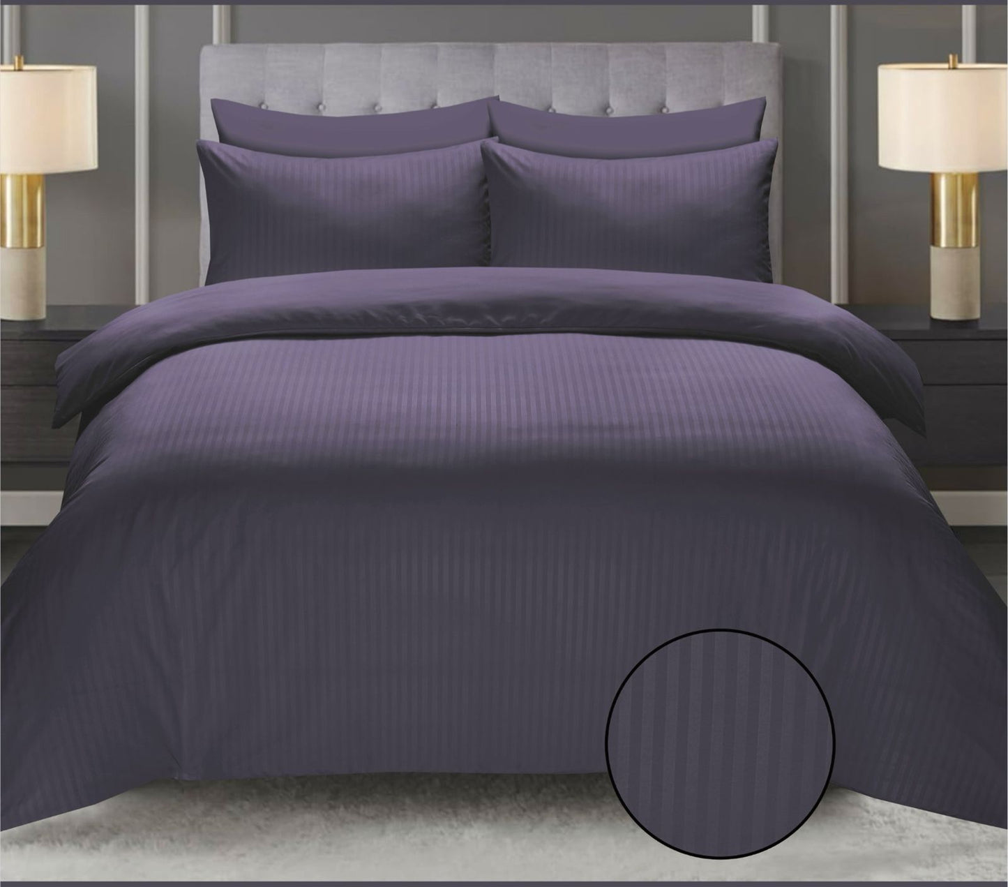 EggPlant Purple Cotton Satin 6 Pieces Duvet Cover Set
