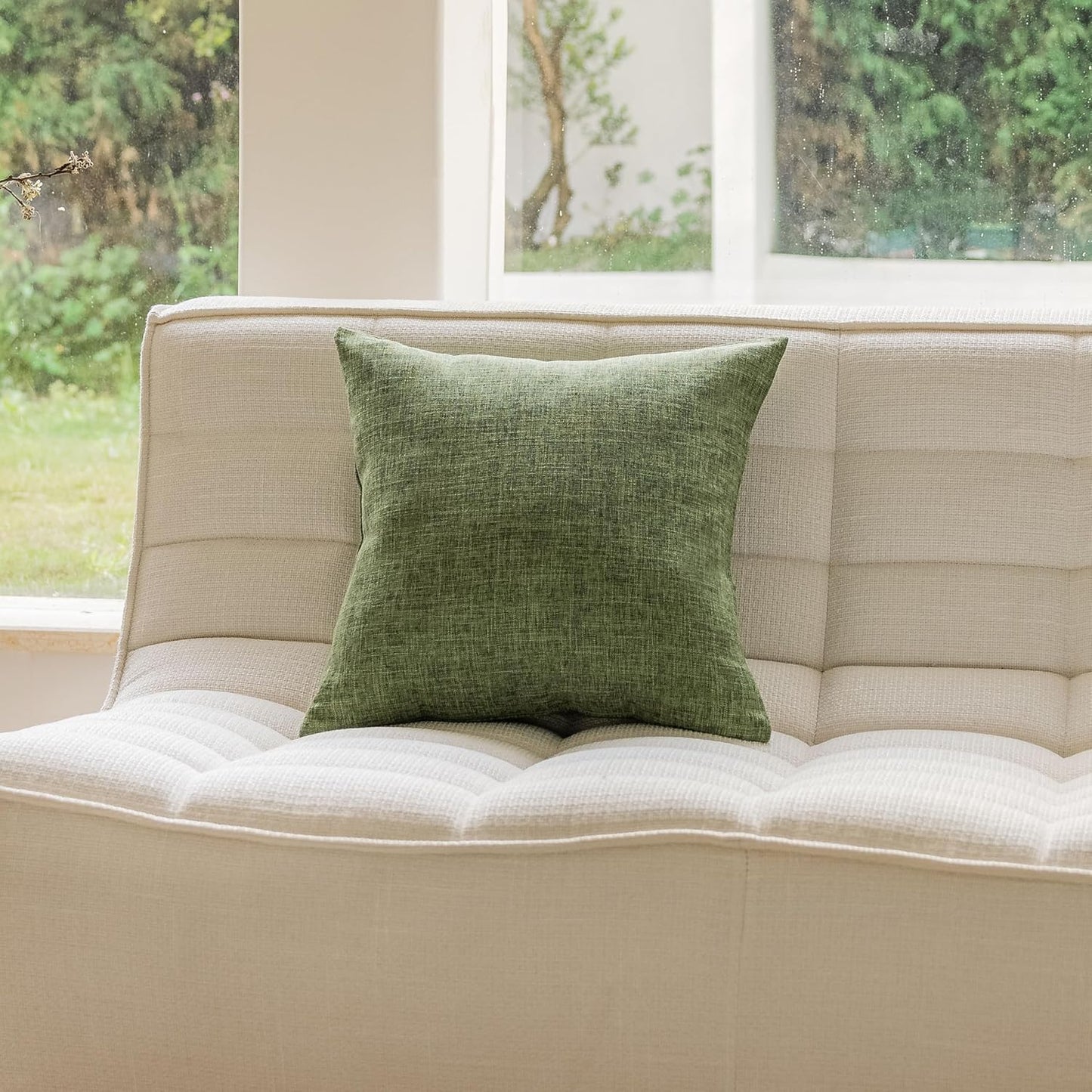 Premium Green Textured Jute Cushion Cover