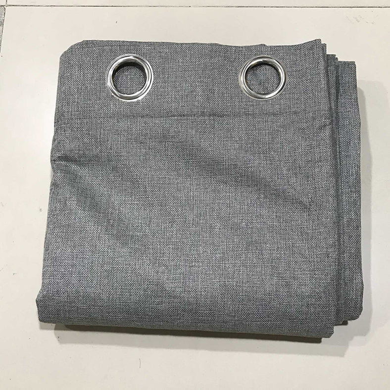 Grey Thick Jute Grommet Curtain Panel