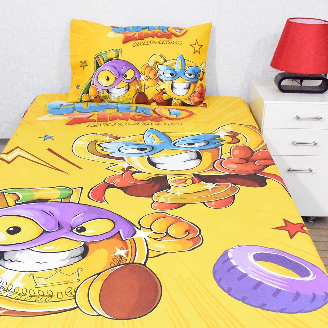 Printed Super Zings Single Bed Sheet With One Pillow Cover