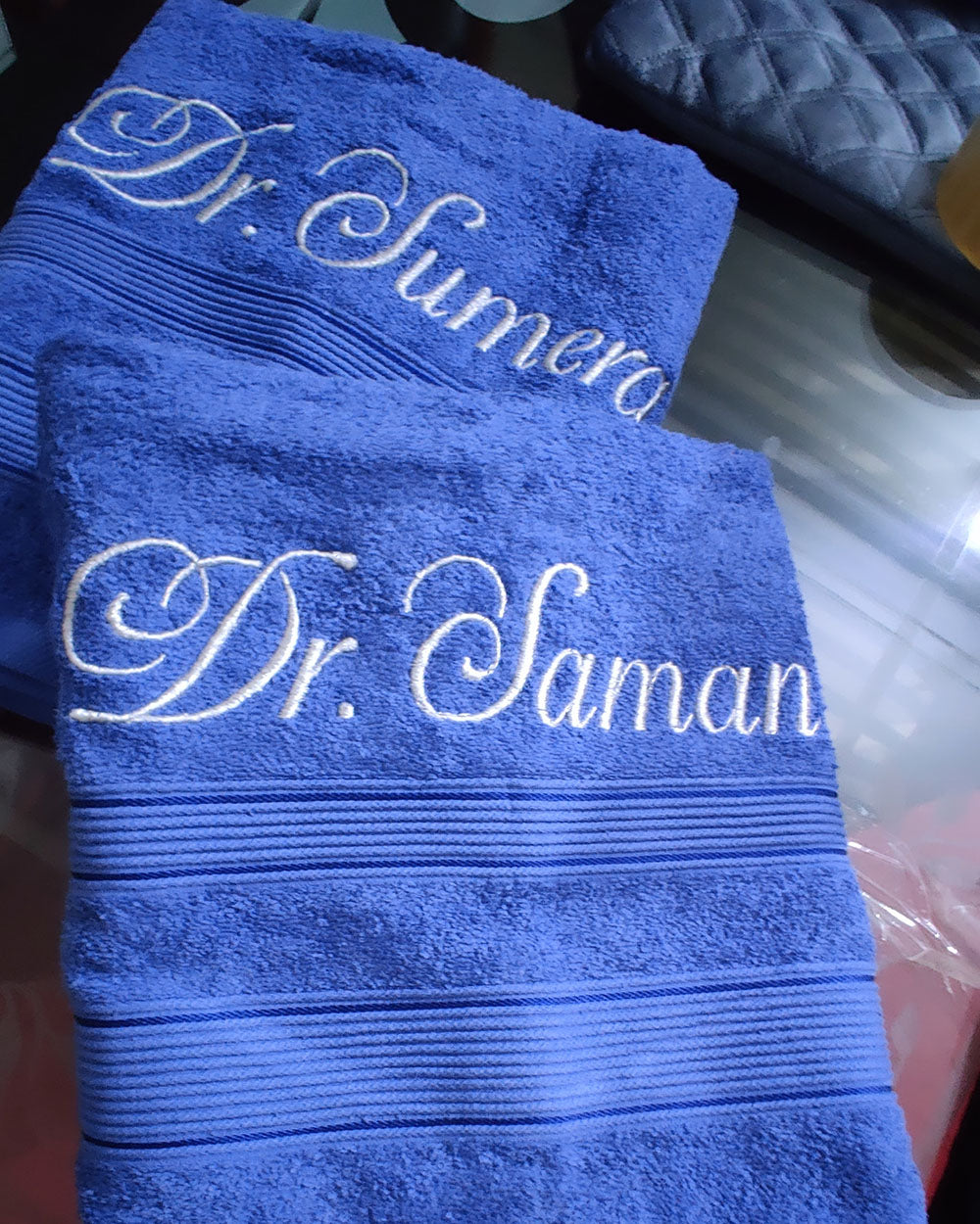 Luxury Bath Towel Personalized Name Monogram Embroidered Wedding Engagement Gift