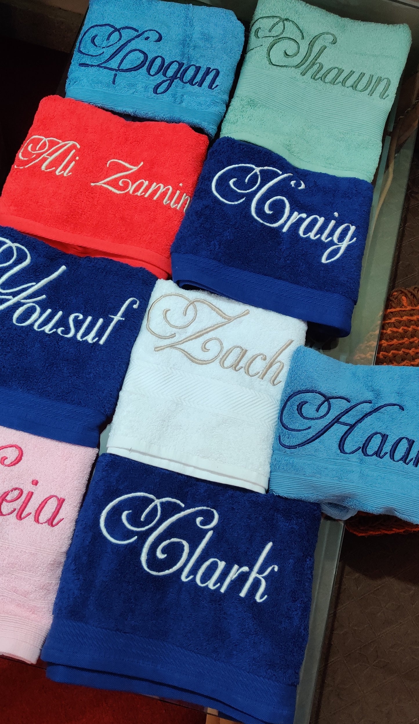 Personalized Name Monogram Hand Towel Custom Embroidered Gift Towel