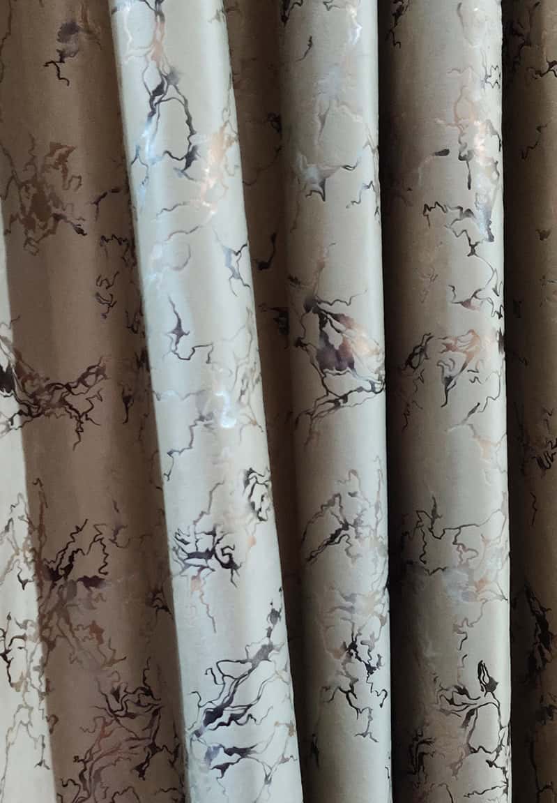 Beige Textured Premium Velvet Curtain
