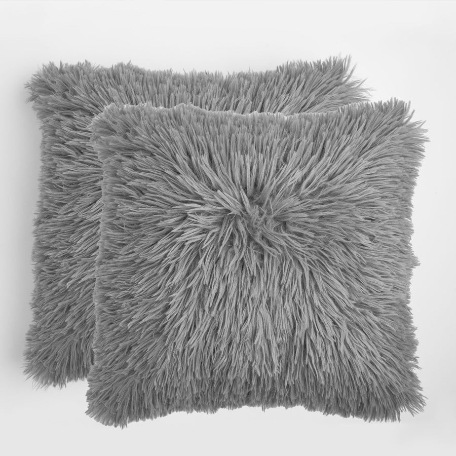 Soft Fluffy Fur Cushion Covers - Grey