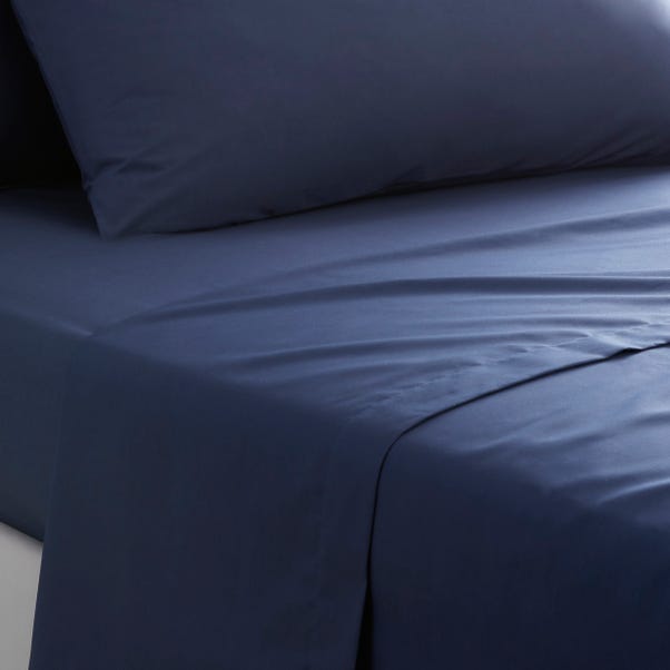 Luxe Navy Pure Cotton Flat Sheet