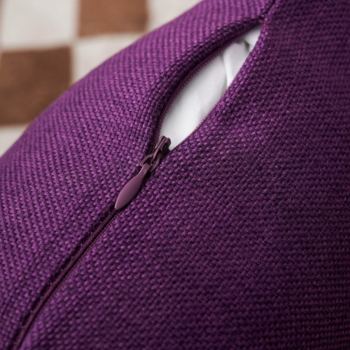 Premium Purple Textured Jute Cushion Cover