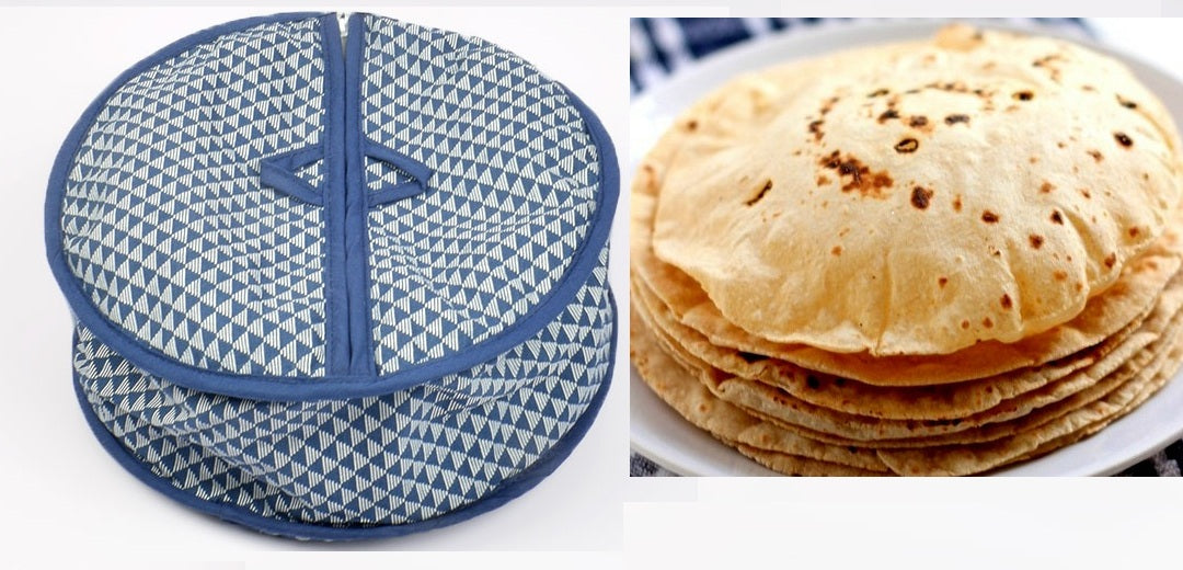 Printed Cotton Zip Roti/Chapati Quilted Bag Traditional Hotpot – Bread Box – Roti Box – Bread Container – Roti Container