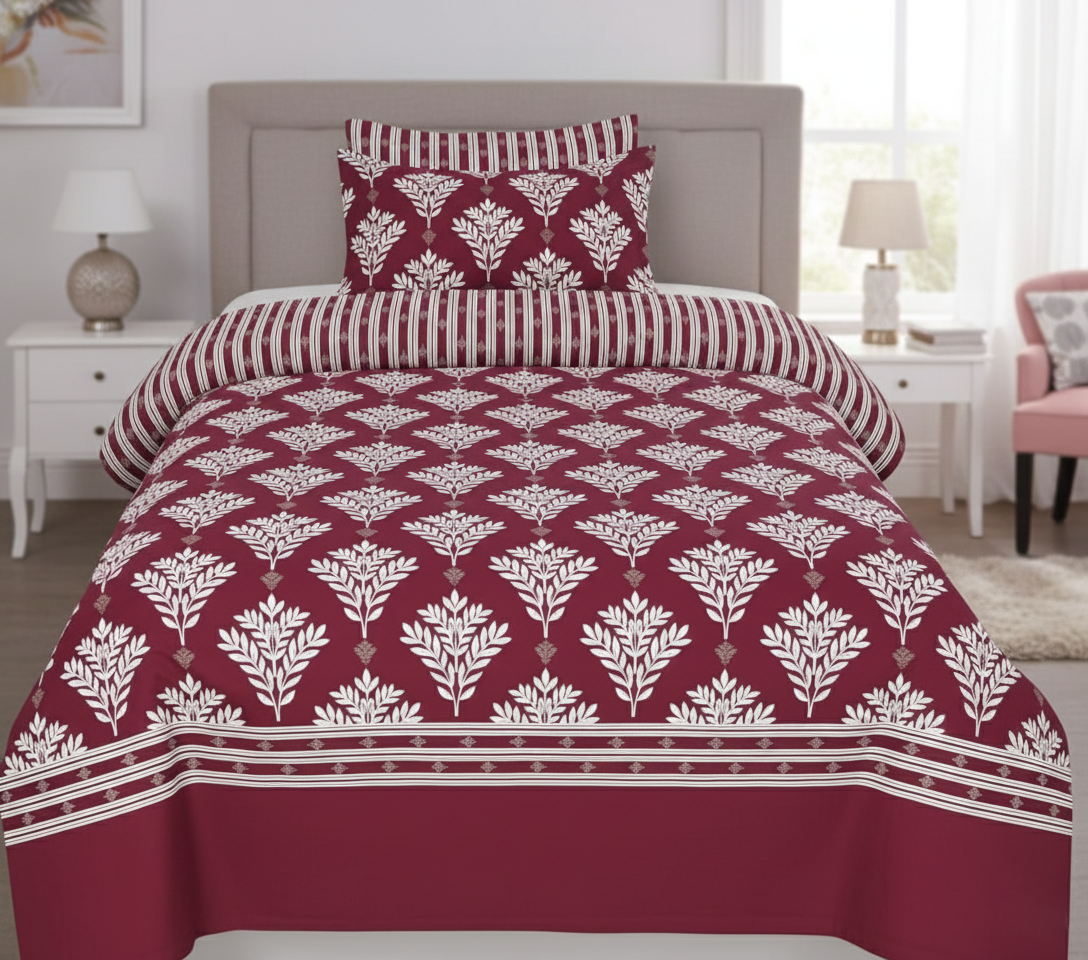 Printed Pure Cotton Single Bedsheet Set