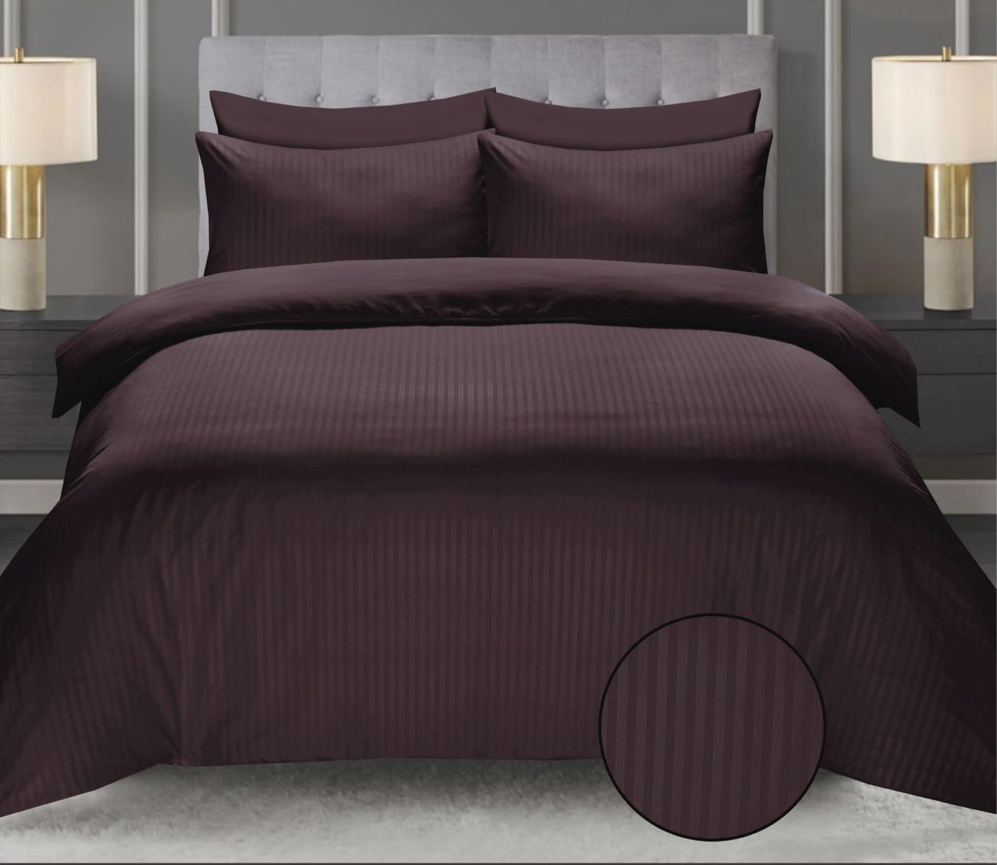Chocolate Brown Cotton Satin 6 Pieces Duvet Cover Set