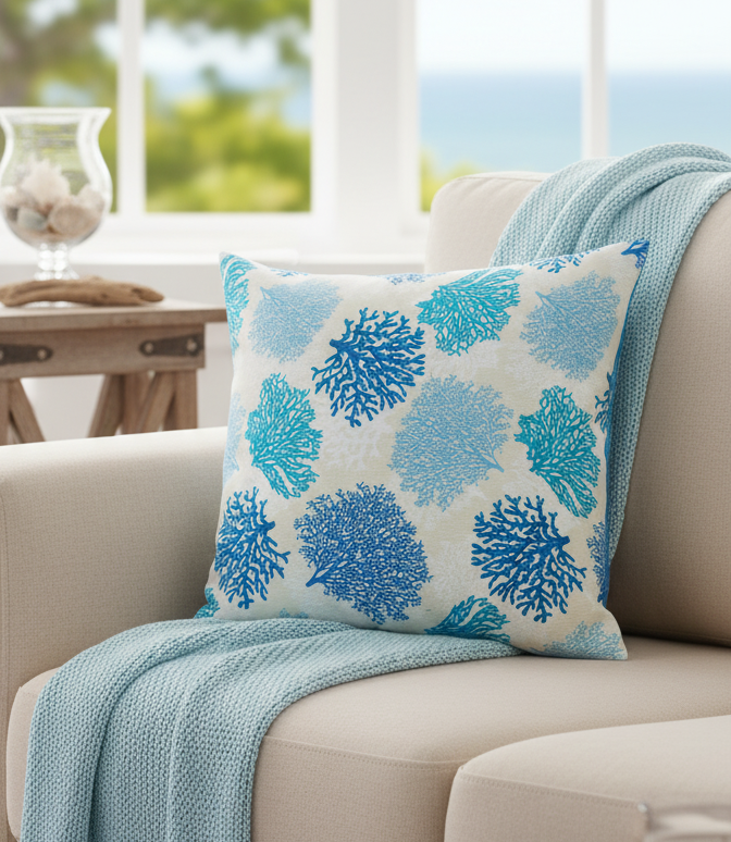 Coastal Coral Duck Cotton Cushion Cover