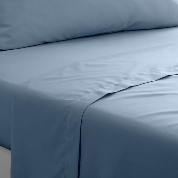 Denim Blue Pure Cotton Flat Sheet