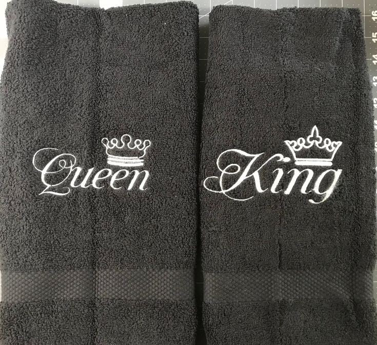 Custom Royalty King and Queen Towel Sets, Wedding Housewarming Gifts