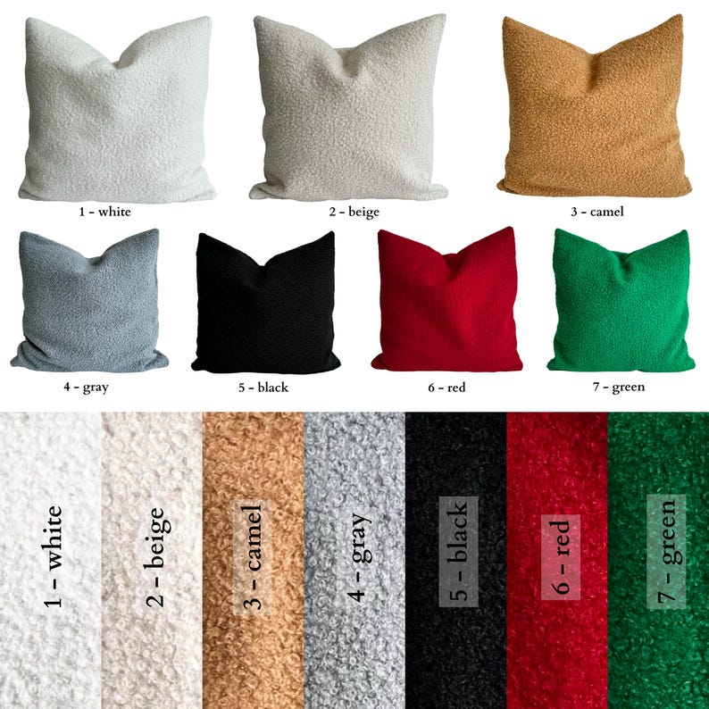 Cozy Boucle Cushion Cover Soft Throw Pillow Cushion Case, Hidden Zipper