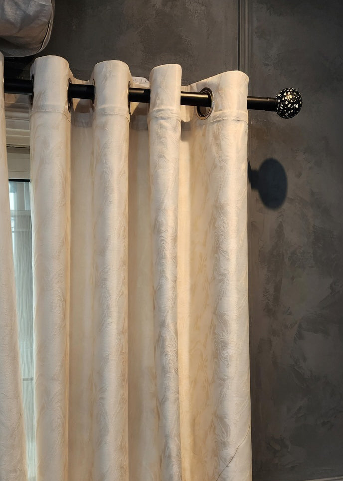 Cream Textured Eyelet Curtain