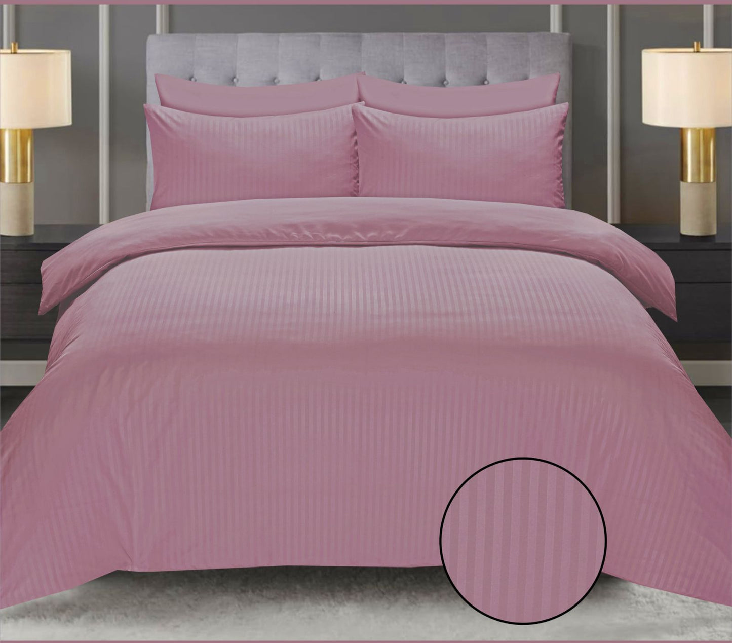Pink Cotton Satin 6 Pieces Duvet Cover Set