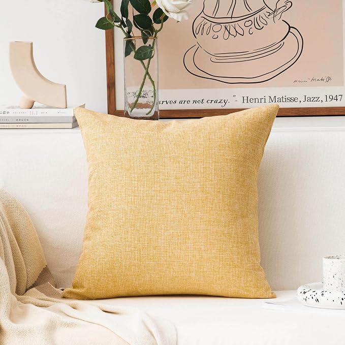 Premium Yellow Textured Jute Cushion Cover