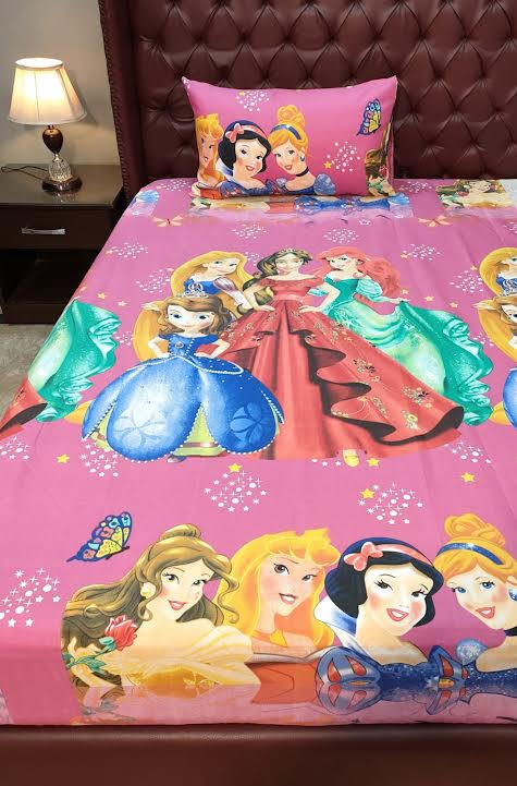 Disney Princess Printed Kids Single Bedsheet Set