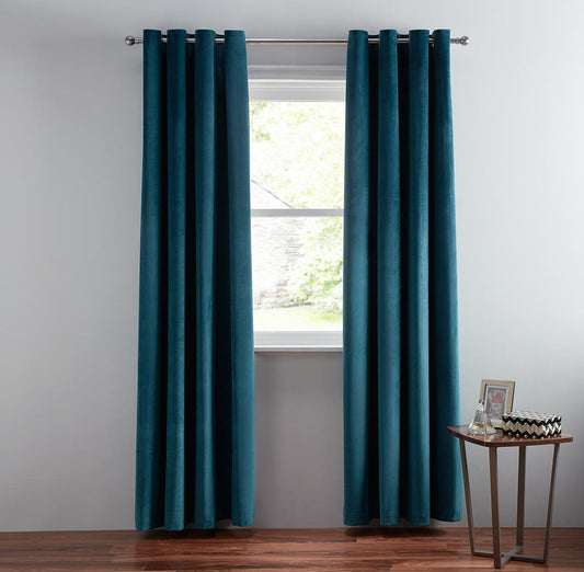 Imported Velvet Eyelet Pair of Curtains