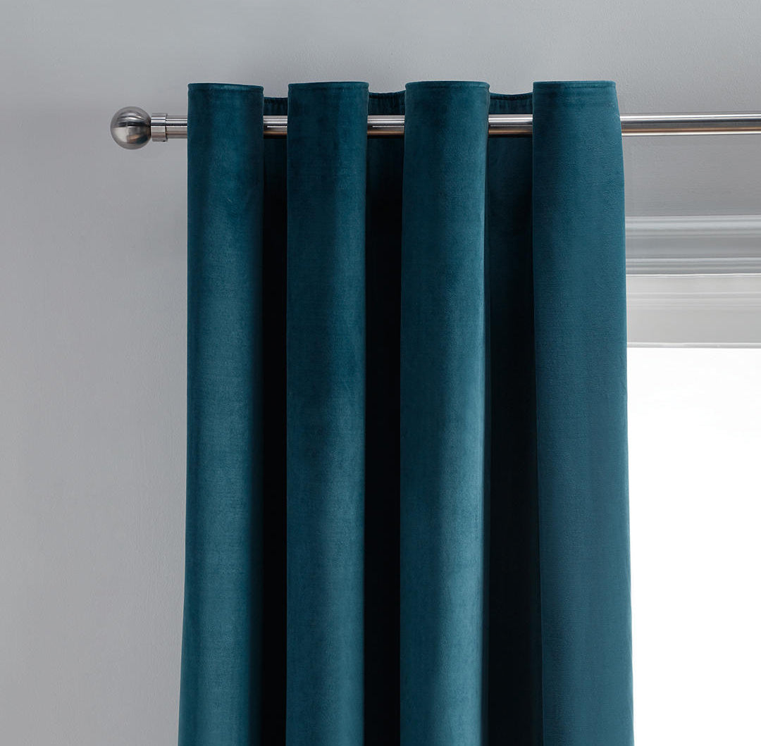 Imported Velvet Eyelet Pair of Curtains
