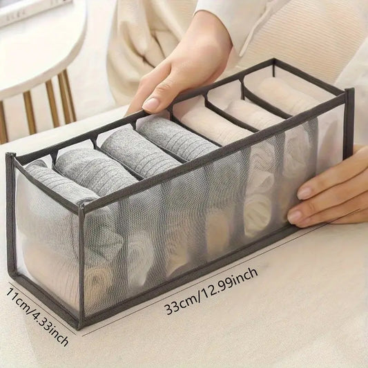Space-Saving 7-Compartment Underwear & Socks Organizer - Versatile Drawer Storage Solution for Home
