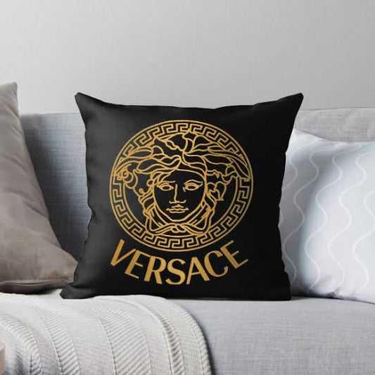 Black Velvet & Gold Versace Print Sofa Cushion Throw Cover