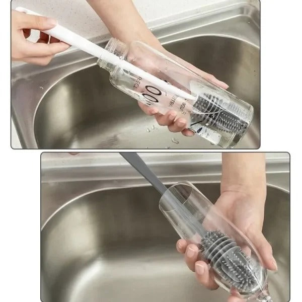 1pc Bottle Cleaner Rotating Cup Brush For Cleaning Bottles And Cups, Tea Stain Remover With Long Handle And Hard Silicone S For Narrow Spaces