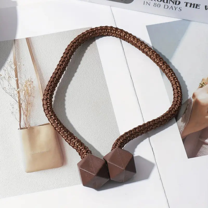 2 PC's Strong Magnetic Curtain Tiebacks – Modern Twist Rope Design