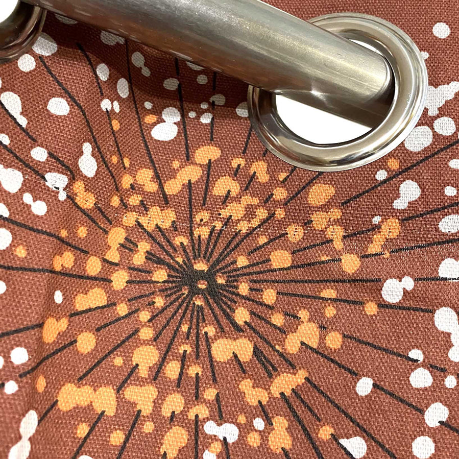 Brown Leaf Printed Duck Cotton Curtain