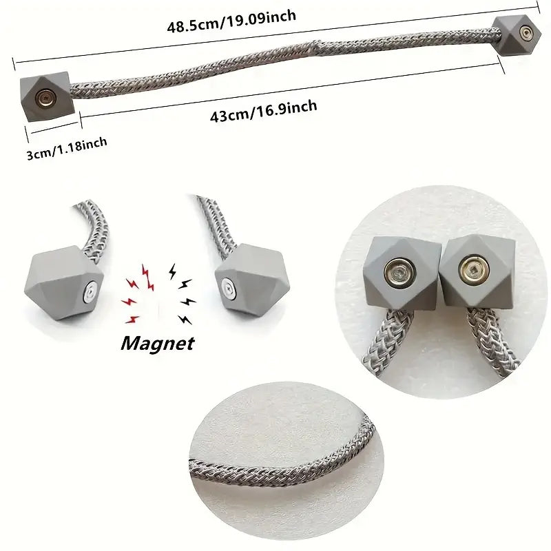 2 PC's Strong Magnetic Curtain Tiebacks – Modern Twist Rope Design
