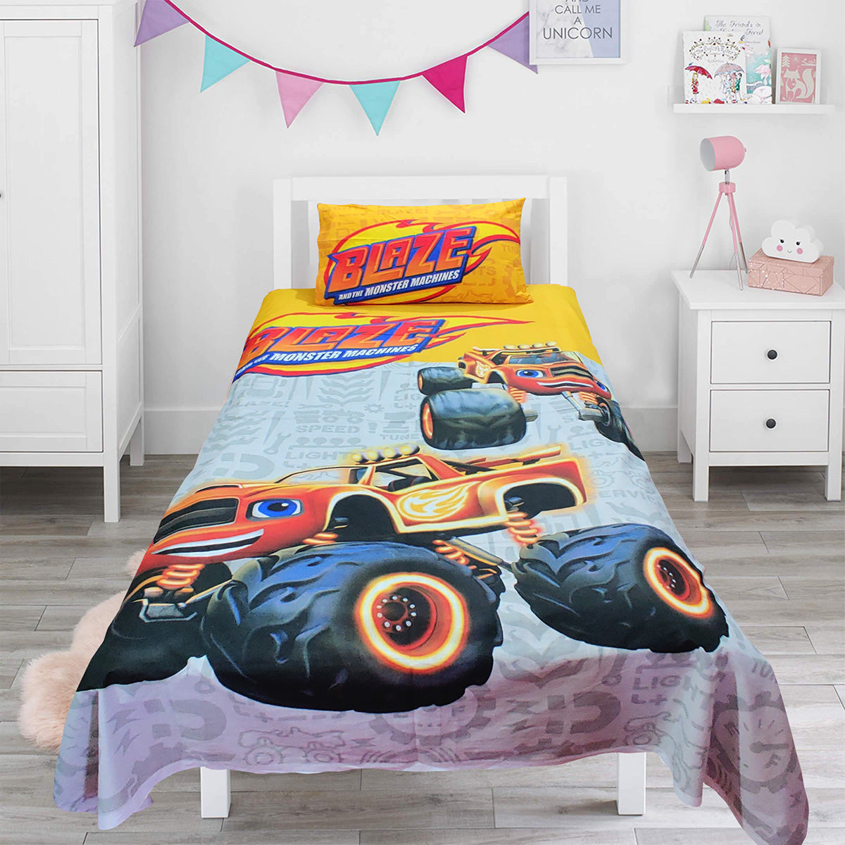 Blaze And The Monster Machines Printed Single Bed Sheet