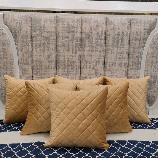 Soft Plush Quilted Velvet Sofa Cushion Cover