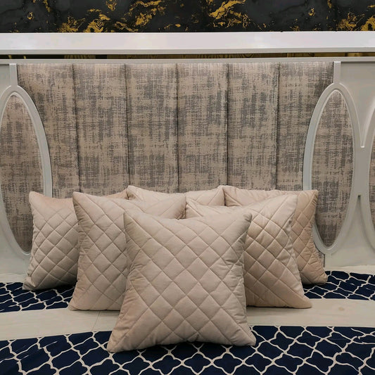 Cream Soft Plush Quilted Velvet Sofa Cushion Cover