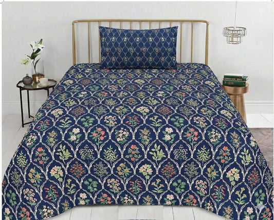 Pure Cotton Printed Single Bedsheet Set