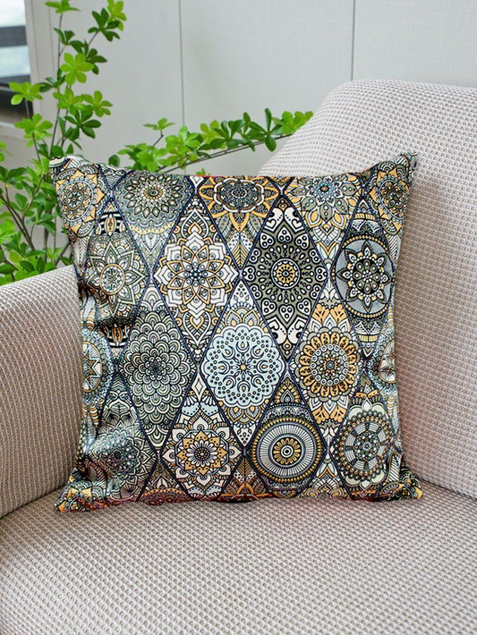 Geometric Pattern Ajrak Printed Home Decorative Velvet Cushion Cover