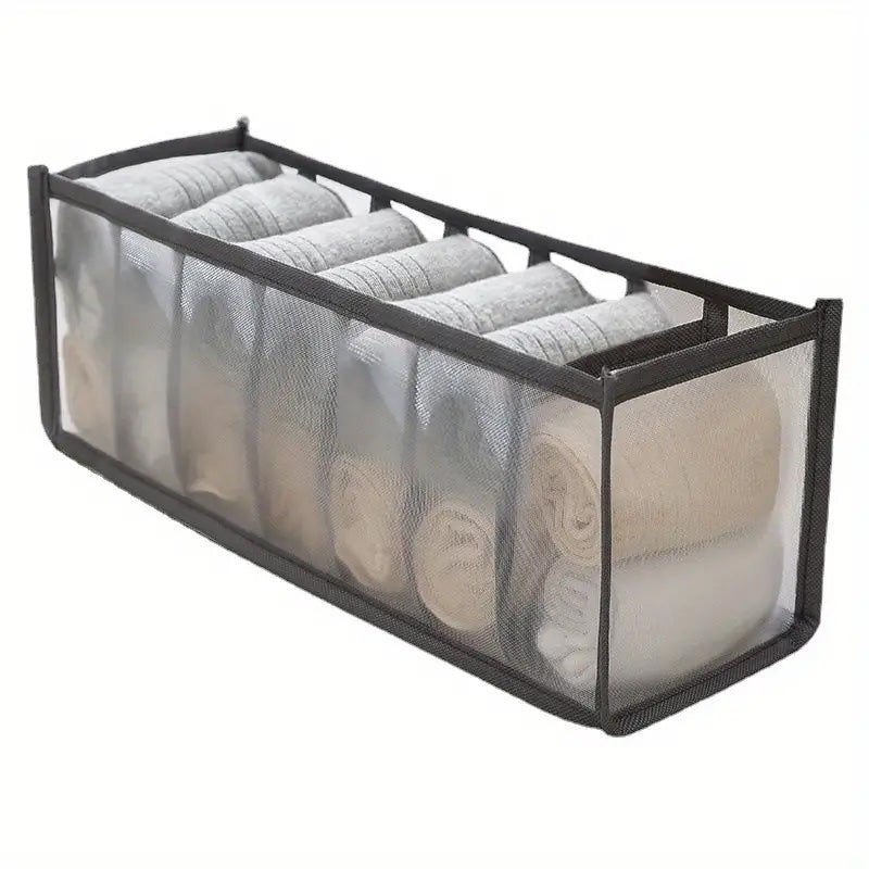 Space-Saving 7-Compartment Underwear & Socks Organizer - Versatile Drawer Storage Solution for Home