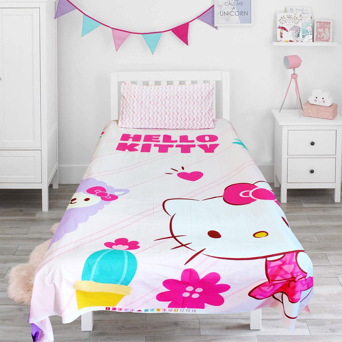 Hello Kitty Girls Single Cotton Bed Sheet