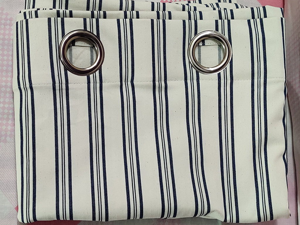 Premium Duck Cotton Striped Eyelet Curtain