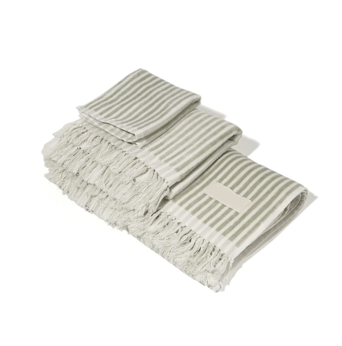 3 Piece Premium Quality Green Striped Towels Set