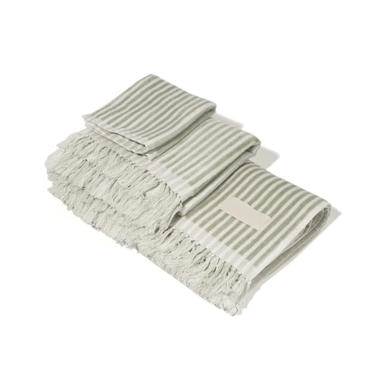 3 Piece Premium Quality Green Striped Towels Set