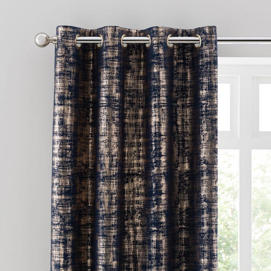 Blue Foil Printed Premium Quality Eyelet Curtains