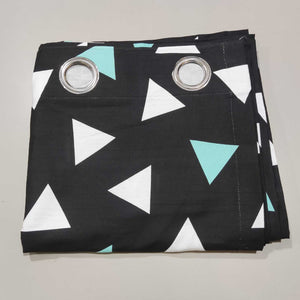 Black Printed Triangles Duck Cotton Curtain