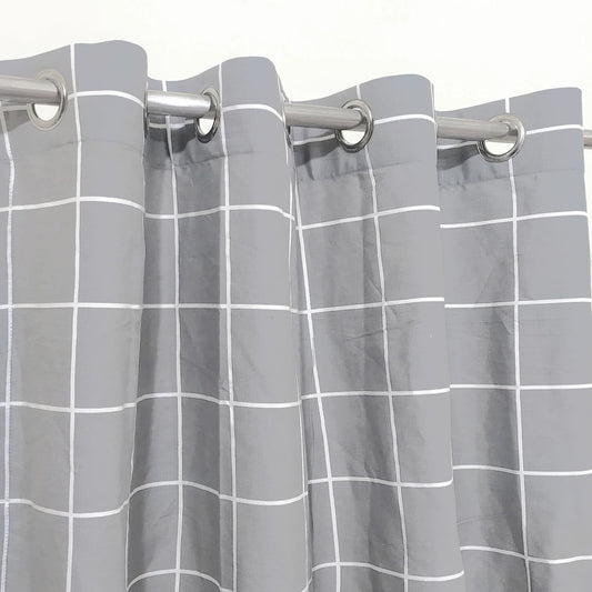 Grey Geometric Pattern Curtain Single Panel