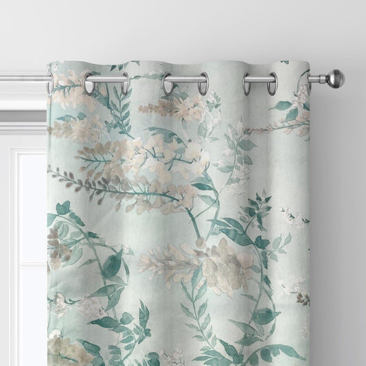 Botanical Pattern Grommet Window Curtain Single Panel
